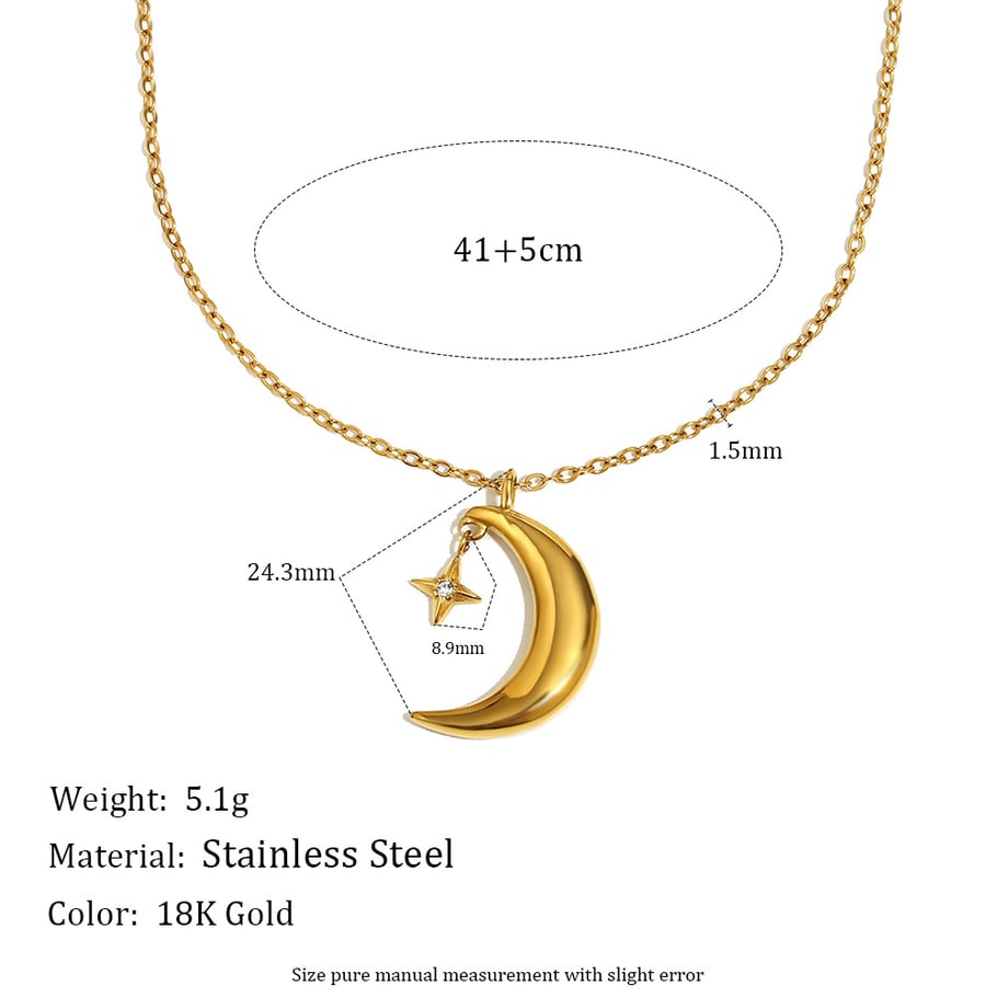 1 Stück Wunderschöne Mond Edelstahl Gold Farbe Damen Anhänger Halsketten Bild2