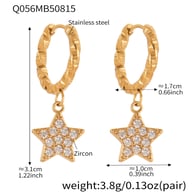 Q056-Golden Five-pointed Star Zircon Earrings Picture9