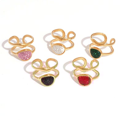 1 Piece Casual Hollowed-out Stainless Steel Gold Color Statement Rings h5 Picture10