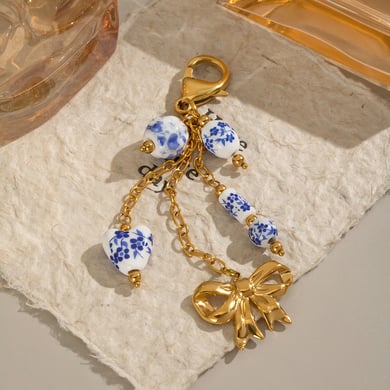 1 Piece Fruit Stainless Steel Gold Color Keychain h5 Picture6