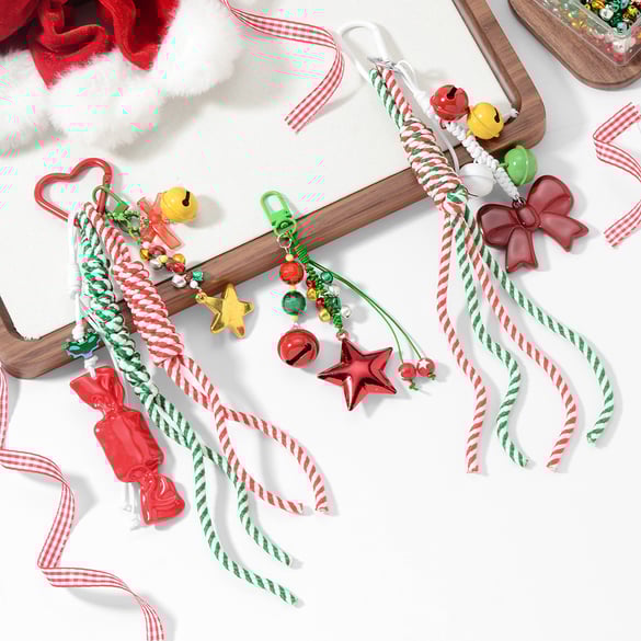 1 Piece Cute Heart Bow Knot Christmas Bag Charm 2