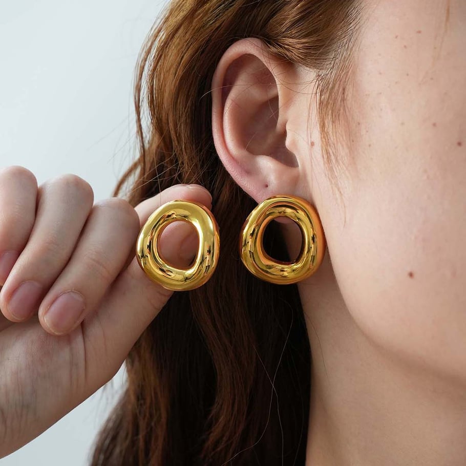 1 Piece Elegant Irregular Shape Stainless Steel  Gold Color  Women's Stud Earrings Picture8