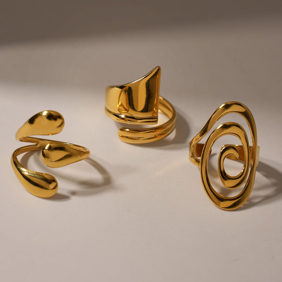 1 Piece Simple Irregular Shape Stainless Steel  Gold Color Statement Rings Picture5