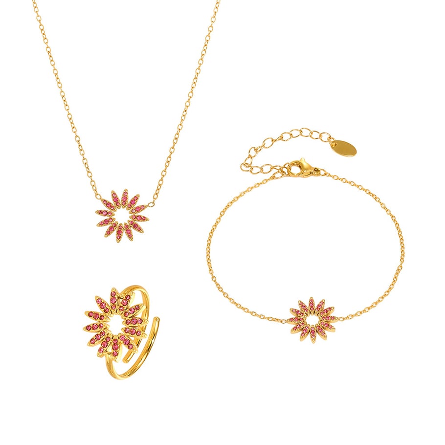 Luxurious Sun Stainless Steel Gold Color Women's Jewelry Sets Picture8