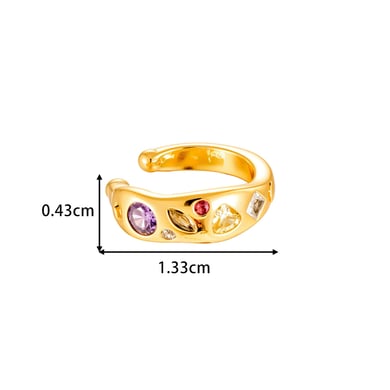 1 pieza de aretes de circonita de color cobre y dorado h5 Imagen2