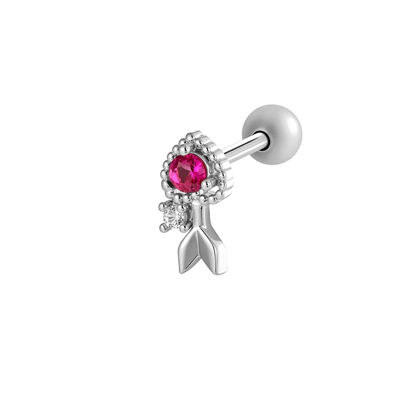 1 stuk hart koper goud kleur zirkoon piercing oorbel 