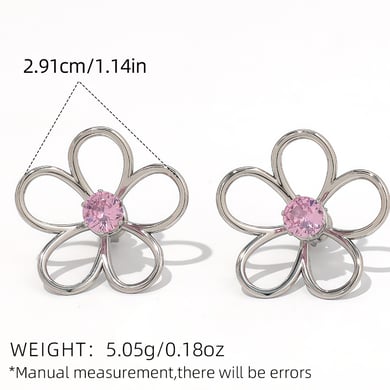 1 Pair Simple  Natural Flower Stainless Steel   Women's Stud Earrings h5 Picture2