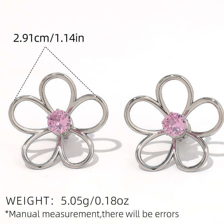 1 Pair Simple  Natural Flower Stainless Steel   Women's Stud Earrings Picture2