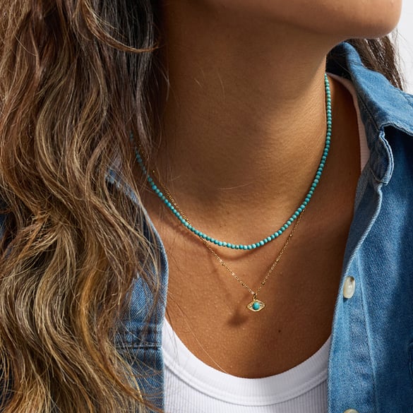 1 Piece Delicate Devil's Eye Calaite Stainless Steel Gold Color Women's Layered Necklaces 2