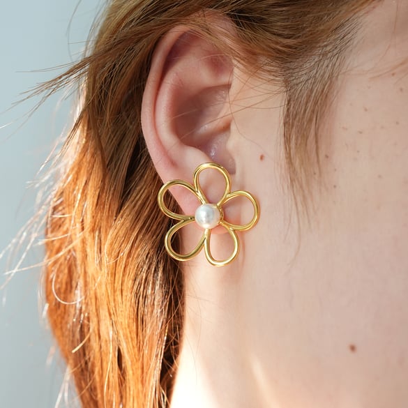 1 Pair Simple Series Natural Flower Stainless Steel  Women's Stud Earring 2