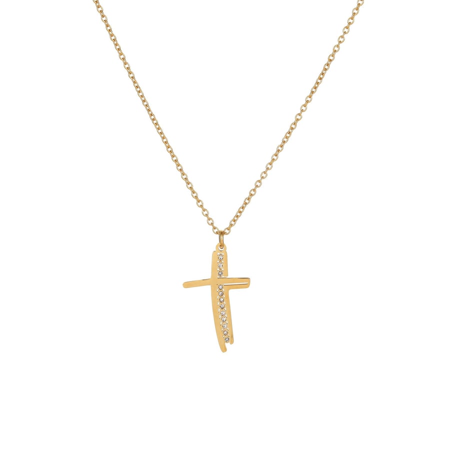 1 Stück einfache Kreuz-Anhänger-Halsketten aus Edelstahl für Damen h5Bild5