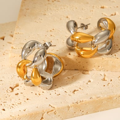 1 Pair Daily Irregular Shape Mixed Gold Color And Silver Colors  Women's Stud Earrings h5 Picture4
