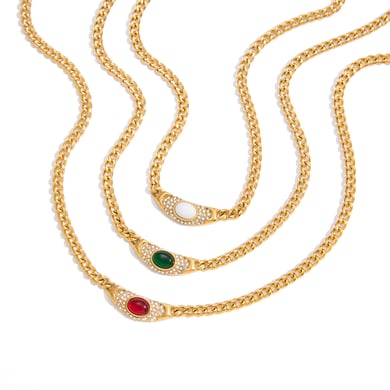 Collana con ciondolo da donna in acciaio inossidabile color oro con cerchio vintage da 1 pezzo h5 Immagine9