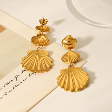 1 Pair Simple Series Daily Shell Stainless Steel  Gold Color  Women's Drop Earrings h5 Picture5