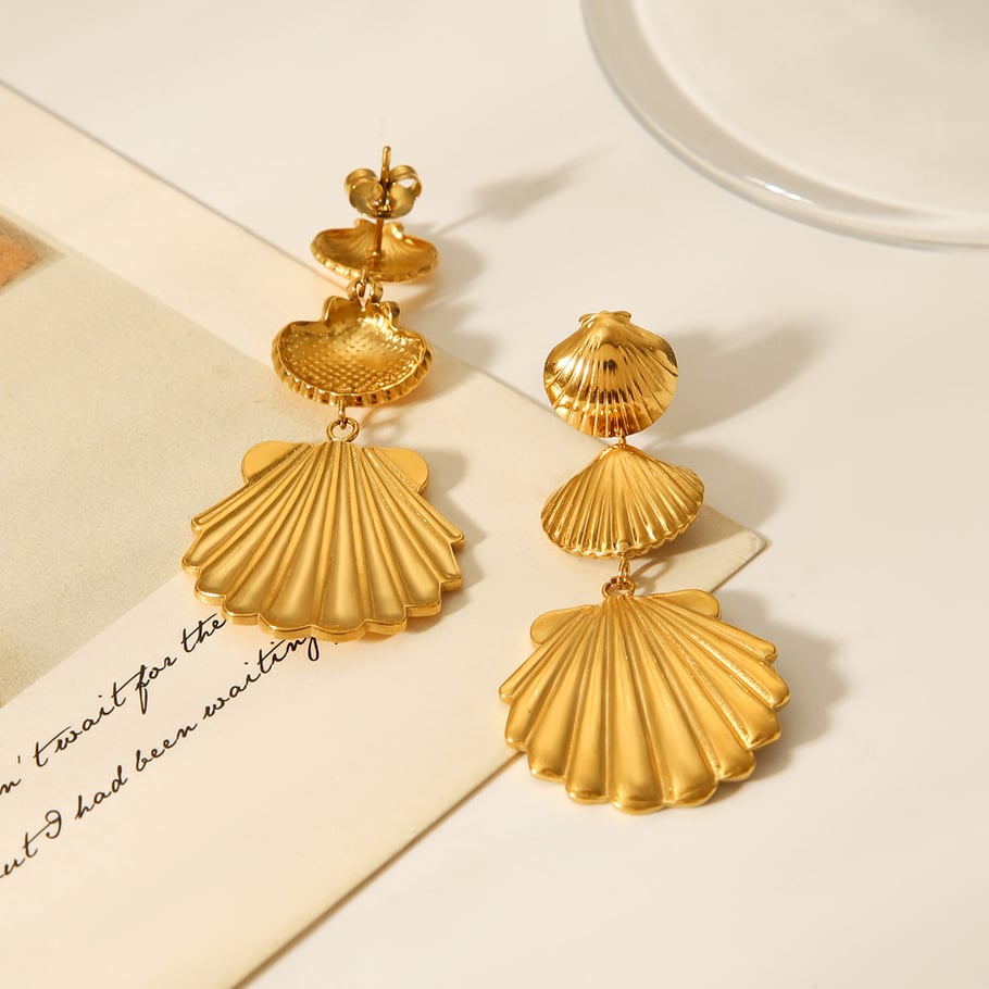 1 Pair Simple Series Daily Shell Stainless Steel  Gold Color  Women's Drop Earrings Picture5