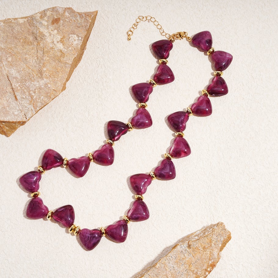 1 Piece Romantic Heart Acrylic Beaded Necklace Picture4