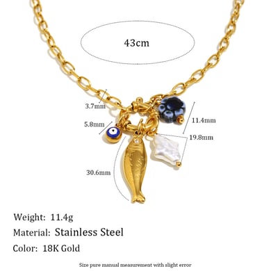 1 Piece Whimsical Fish Stainless Steel Gold Color Women's Pendant Necklaces h5 Picture2