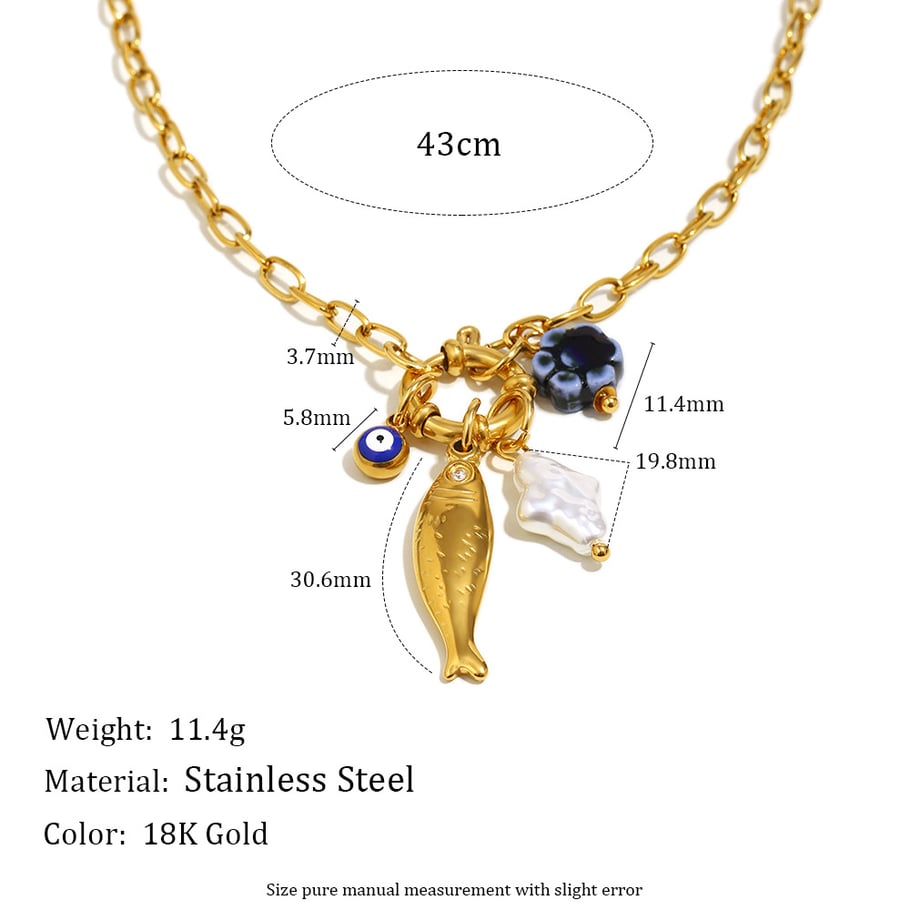 1 Piece Whimsical Fish Stainless Steel Gold Color Women's Pendant Necklaces Picture2