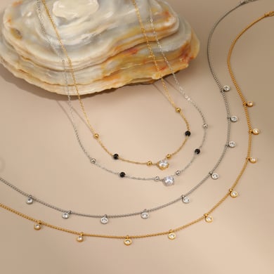 1 Piece Simple Elegant Circle Rectangle Stainless Steel   Women's Chain Necklaces h5 Picture3