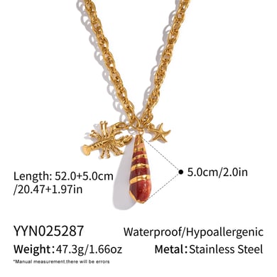Collar con colgante de acero inoxidable de concha natural de 1 pieza h5 