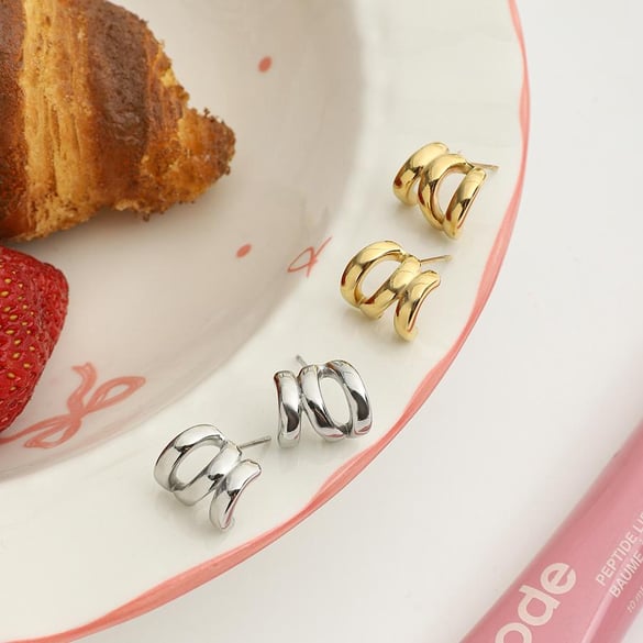 1 Pair Irregular Shape Stainless Steel Gold Color Women's Stud Earrings