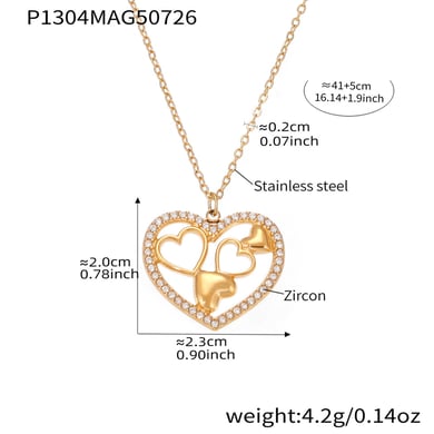 1 Piece Elegant Heart Stainless Steel Gold Color Women's Pendant Necklaces h5 Picture2