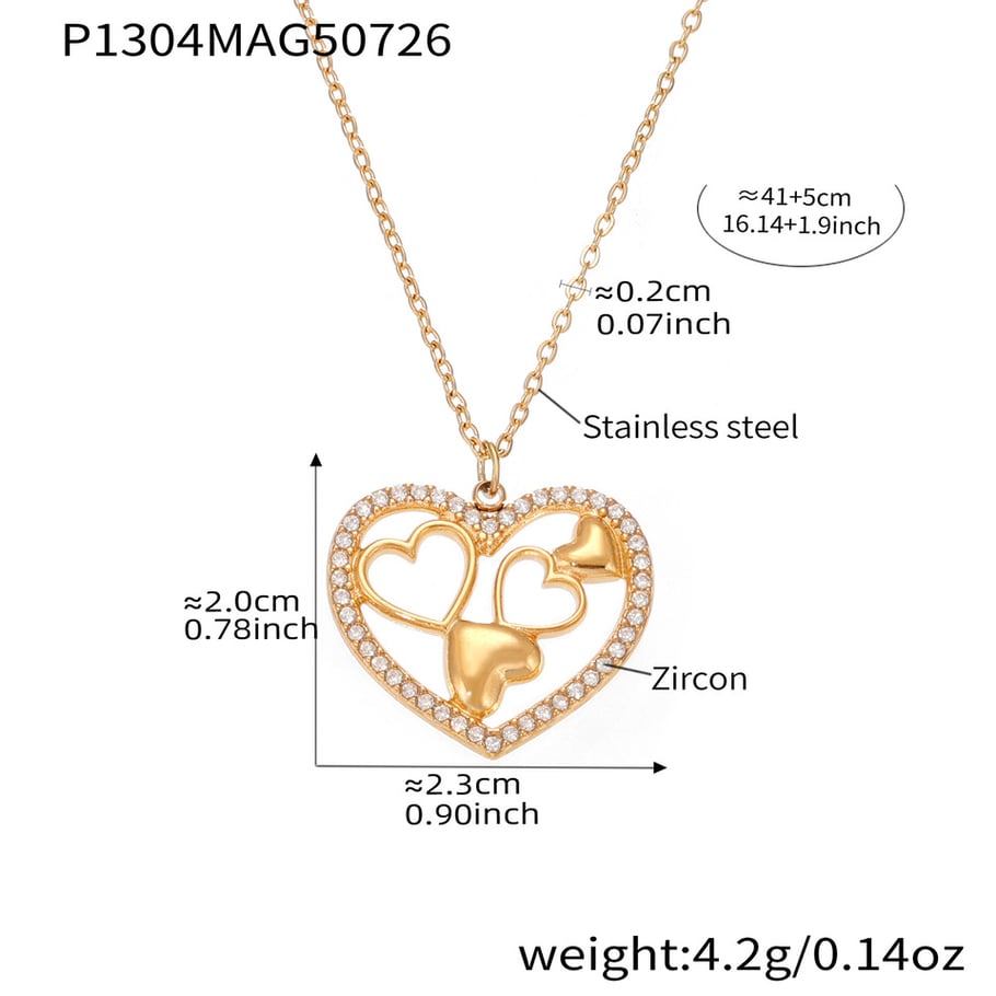 1 Piece Elegant Heart Stainless Steel Gold Color Women's Pendant Necklaces Picture2