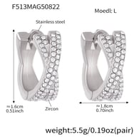 F513-Stahlkreuz Volldiamant Zirkon Ohrringe-L Bild10