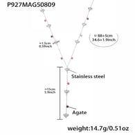 P927-Steel Color Love Agate Y-shaped Necklace 88+5cm Picture5