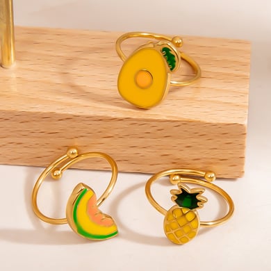 1 Piece Simple  Daily  Fruit Stainless Steel Women's  Statement Rings h5 Picture4