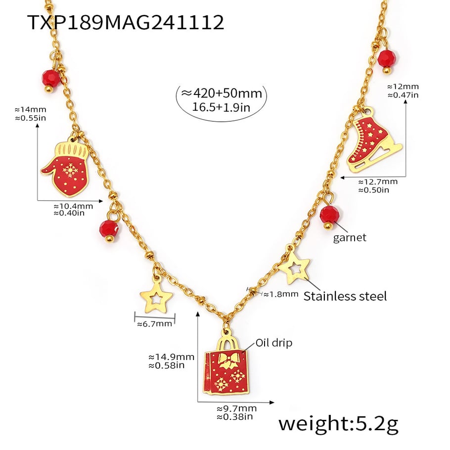 Lussuosi set di gioielli da donna in acciaio inossidabile color oro, regalo di Natale 