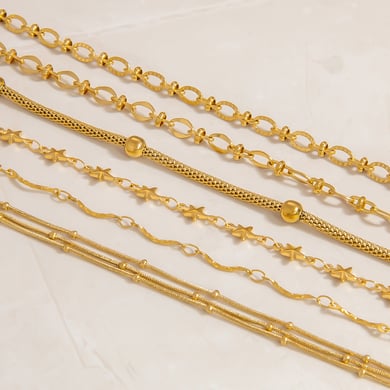 Pulsera de cadena simple de acero inoxidable color dorado para mujer, 1 pieza h5 Imagen3