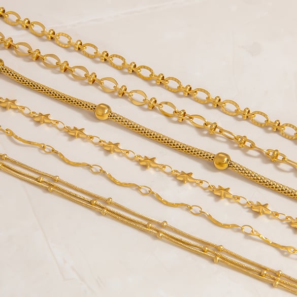 1 Piece Simple Chain Stainless Steel  Gold Color  Women's Chain Bracelets