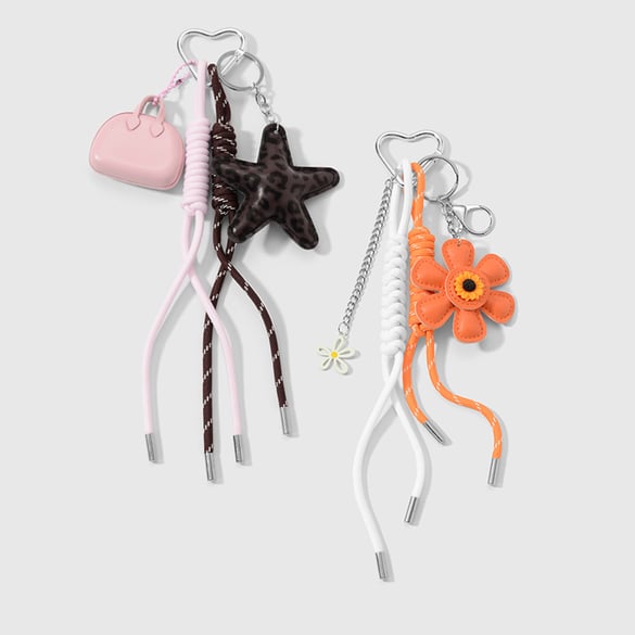 1 PiecLeather Flower Leopard Print Star Bag Charm