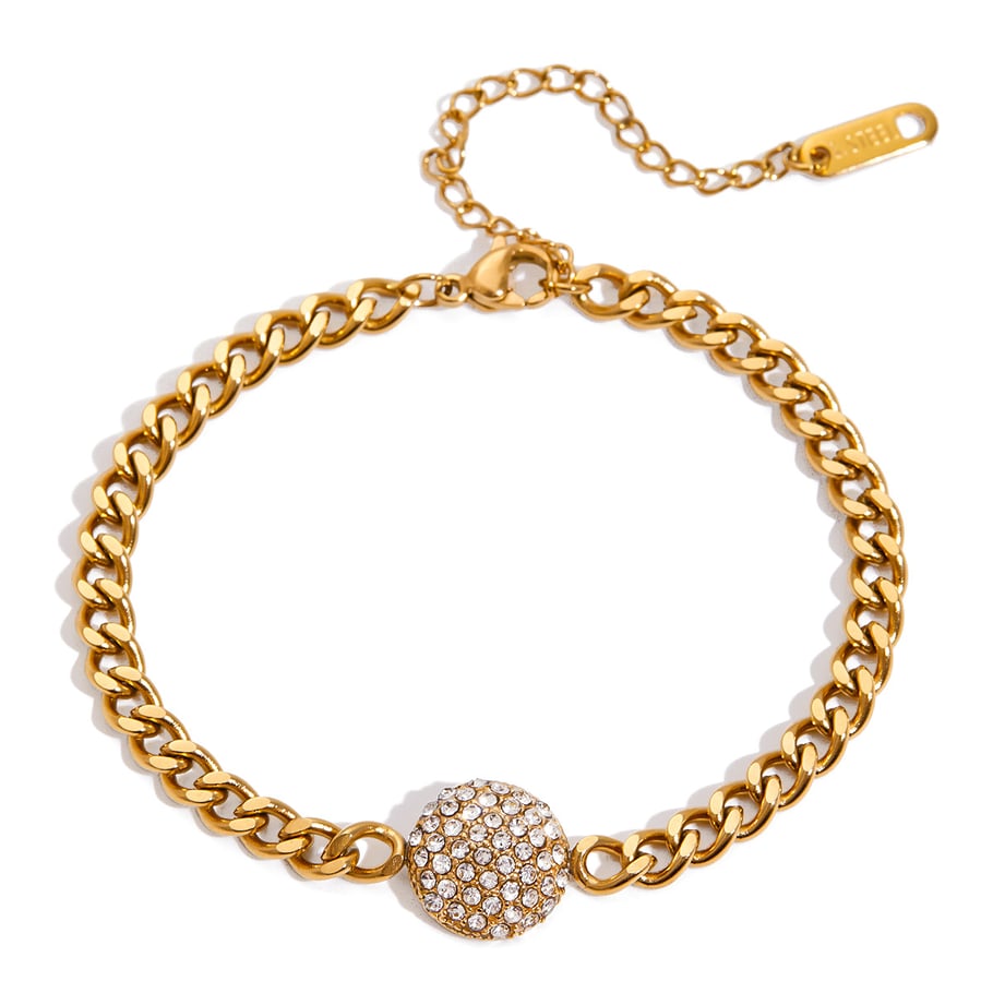 1 Piece Luxurious Calaite Stainless Steel Gold Color Women's Chain Bracelets 