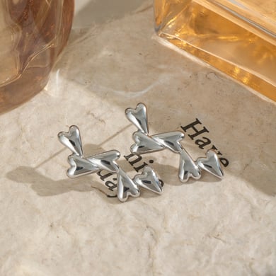 1 Pair Mixed Gold Heart Stainless Steel Stud Earrings h5 Picture5