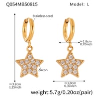 Q054-Golden Five-pointed Star Zircon Earrings-L Picture6