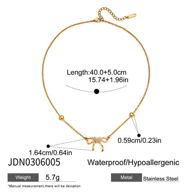 1 Piece Romantic Bow Knot Butterfly Stainless Steel Gold Color Women's Pendant Necklaces h5 Picture2