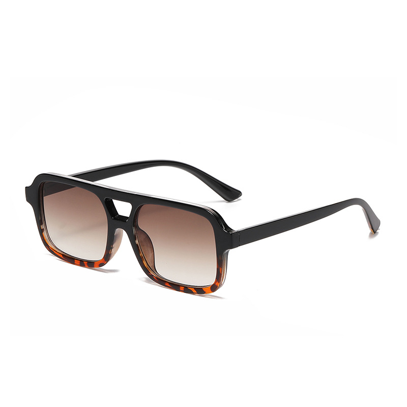 1 Paar stilvolle, vielseitige Damen-Sonnenbrille mit Doppelsteg und Leopardenmuster Bild2