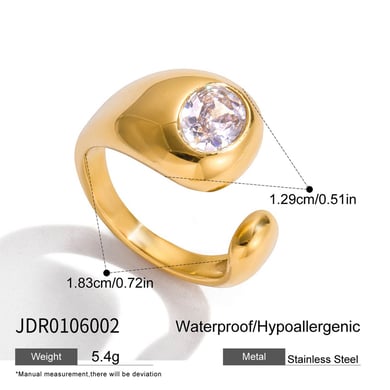 1 Piece Luxurious Irregular Shape Stainless Steel Gold Color Statement Rings h5 Picture2