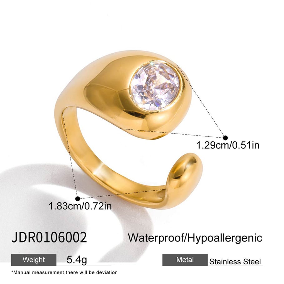 1 Piece Luxurious Irregular Shape Stainless Steel Gold Color Statement Rings Picture2