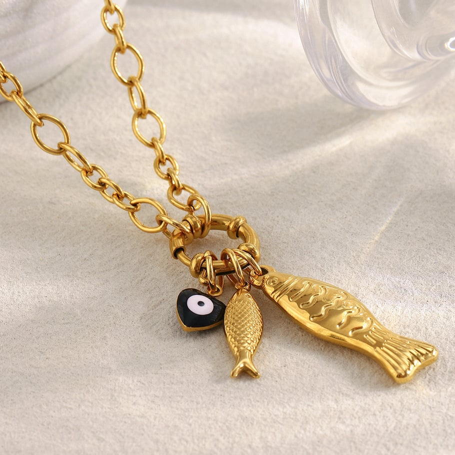 1 Piece Summer Fish Stainless Steel Gold Color Women's Pendant Necklaces Picture3