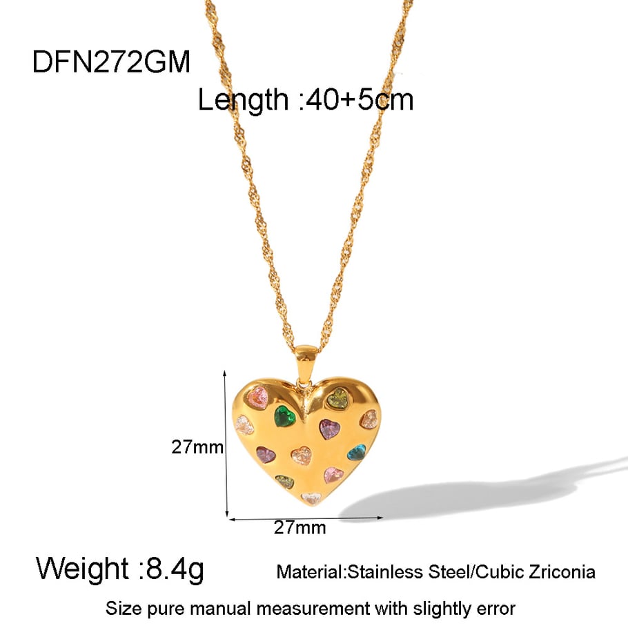 1 Piece Romantic Sweet Heart Stainless Steel Zircon Women's Jewelry Sets 
