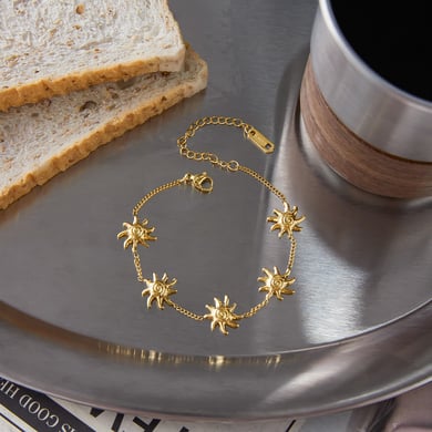 1 Piece Retro Sun&Moon Stainless Steel Gold Color Women's Cuff Bracelets h5 Picture4