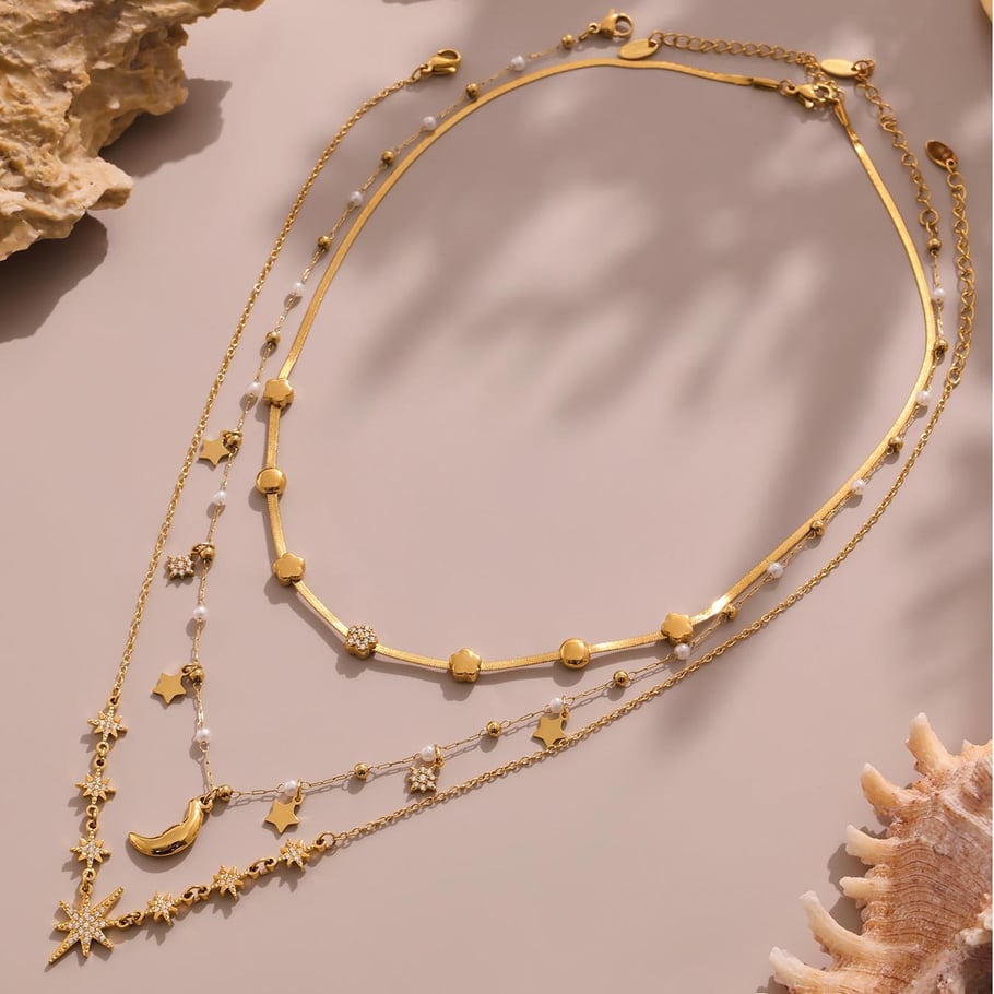 1 Piece Luxurious Star Stainless Steel Gold Color Women's Pendant Necklaces Picture8