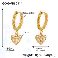 Q009-Golden Heart Zircon Earrings Picture5