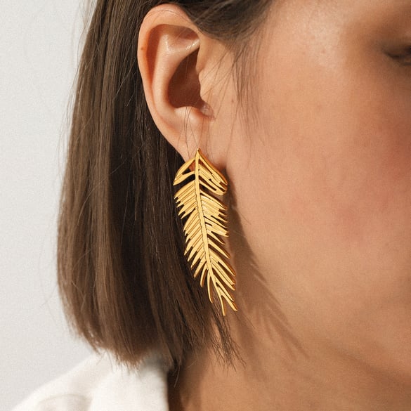 1 Pair Daily Leaf Stainless Steel  Gold Color  Women's Stud Earrings 2