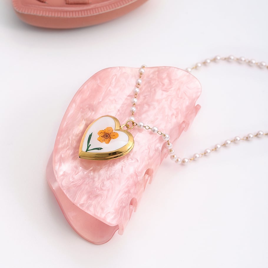 1 pezzo elegante collana con ciondolo a forma di fiore in acciaio inossidabile color oro da donna Immagine8