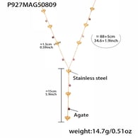 P927-Golden Heart Agate Y-shaped Necklace 88+5cm Picture2