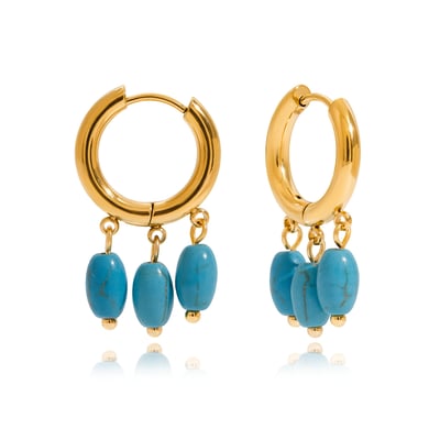 1 paio di eleganti orecchini pendenti da donna in acciaio inossidabile color oro con calaite h5 
